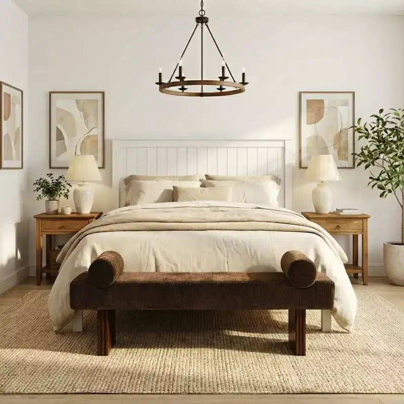Banc moderne en chenille rembourré de 152 cm avec coussins décoratifs, banc d'entrée avec siège rembourré, banc de bout de lit pour chambre ou salon