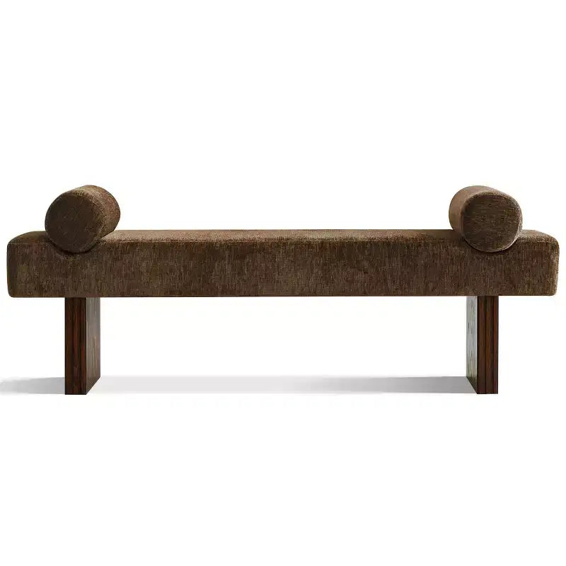 Banc moderne en chenille rembourré de 152 cm avec coussins décoratifs, banc d'entrée avec siège rembourré, banc de bout de lit pour chambre ou salon