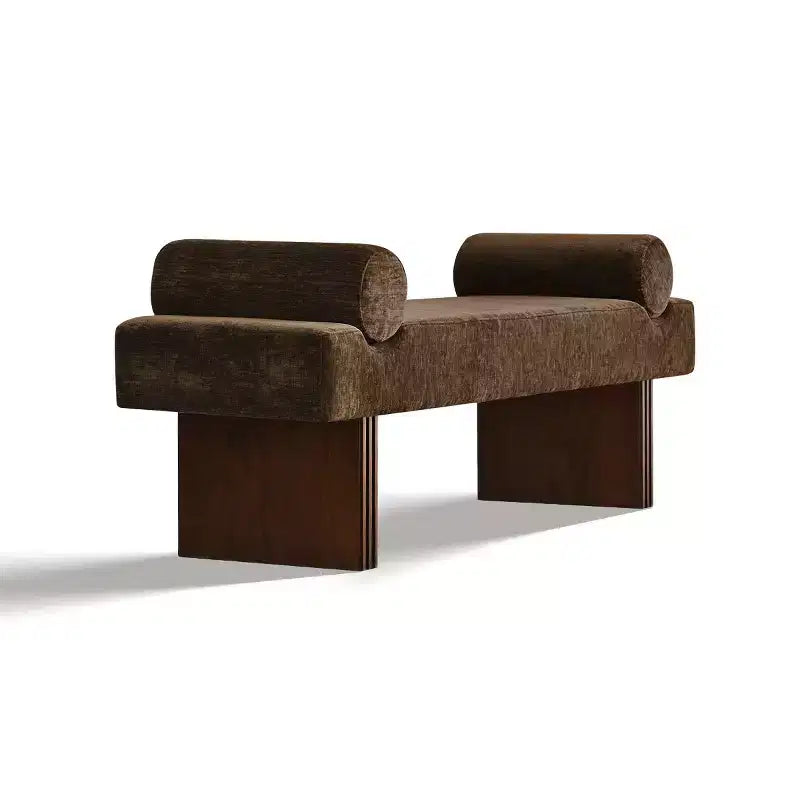 Banc moderne en chenille rembourré de 152 cm avec coussins décoratifs, banc d'entrée avec siège rembourré, banc de bout de lit pour chambre ou salon