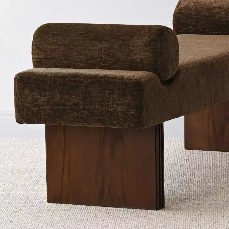Banc moderne en chenille rembourré de 152 cm avec coussins décoratifs, banc d'entrée avec siège rembourré, banc de bout de lit pour chambre ou salon