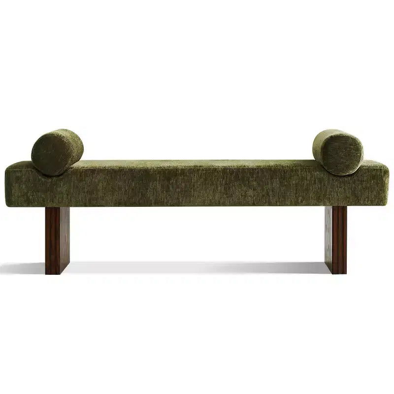 Banc moderne en chenille rembourré de 152 cm avec coussins décoratifs, banc d'entrée avec siège rembourré, banc de bout de lit pour chambre ou salon