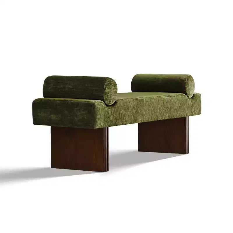 Banc moderne en chenille rembourré de 152 cm avec coussins décoratifs, banc d'entrée avec siège rembourré, banc de bout de lit pour chambre ou salon