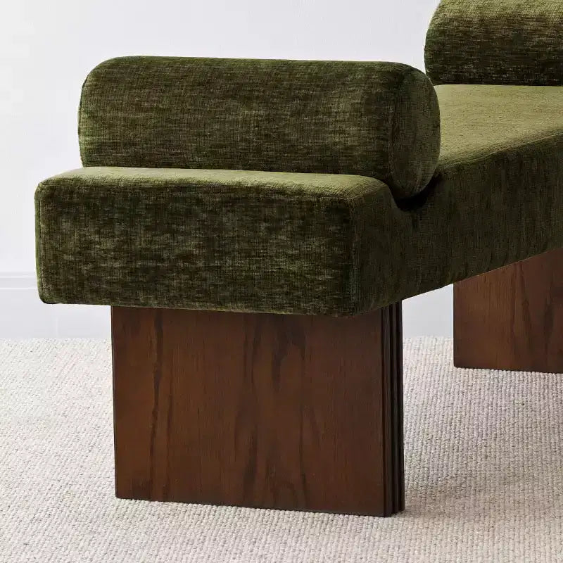Banc moderne en chenille rembourré de 152 cm avec coussins décoratifs, banc d'entrée avec siège rembourré, banc de bout de lit pour chambre ou salon