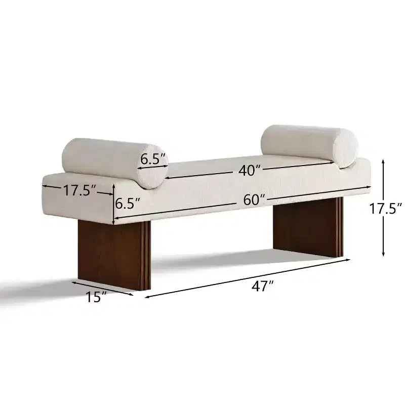Banc moderne en chenille rembourré de 152 cm avec coussins décoratifs, banc d'entrée avec siège rembourré, banc de bout de lit pour chambre ou salon
