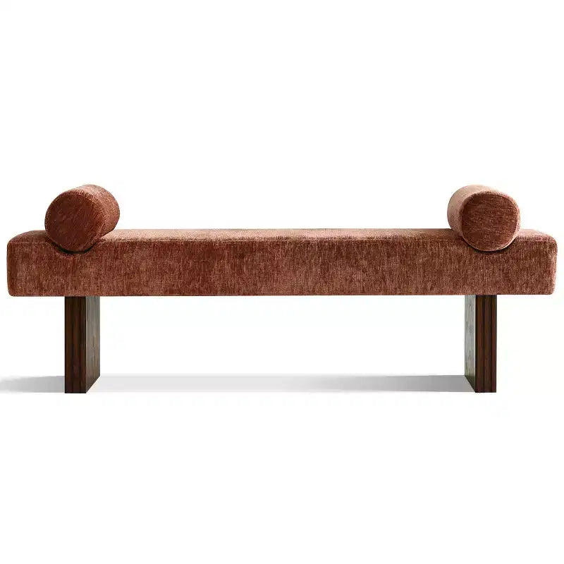 Banc moderne en chenille rembourré de 152 cm avec coussins décoratifs, banc d'entrée avec siège rembourré, banc de bout de lit pour chambre ou salon