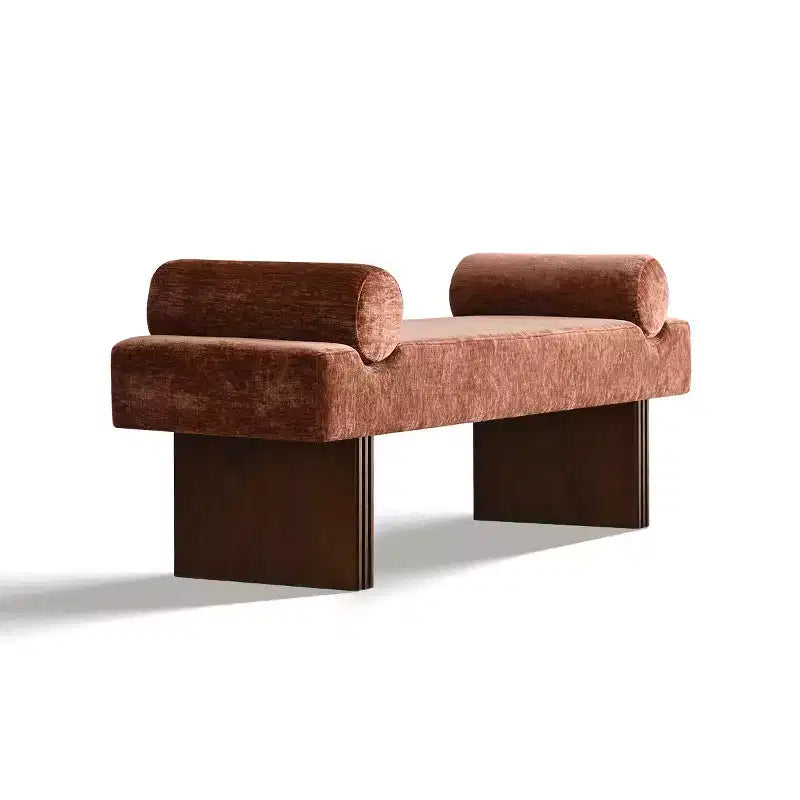 Banc moderne en chenille rembourré de 152 cm avec coussins décoratifs, banc d'entrée avec siège rembourré, banc de bout de lit pour chambre ou salon