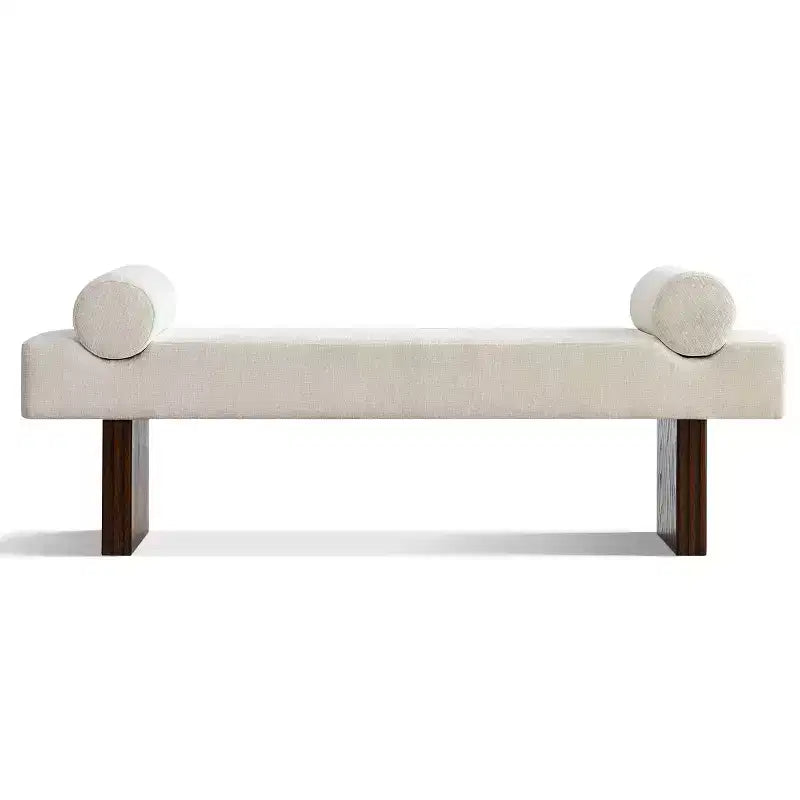 Banc moderne en chenille rembourré de 152 cm avec coussins décoratifs, banc d'entrée avec siège rembourré, banc de bout de lit pour chambre ou salon