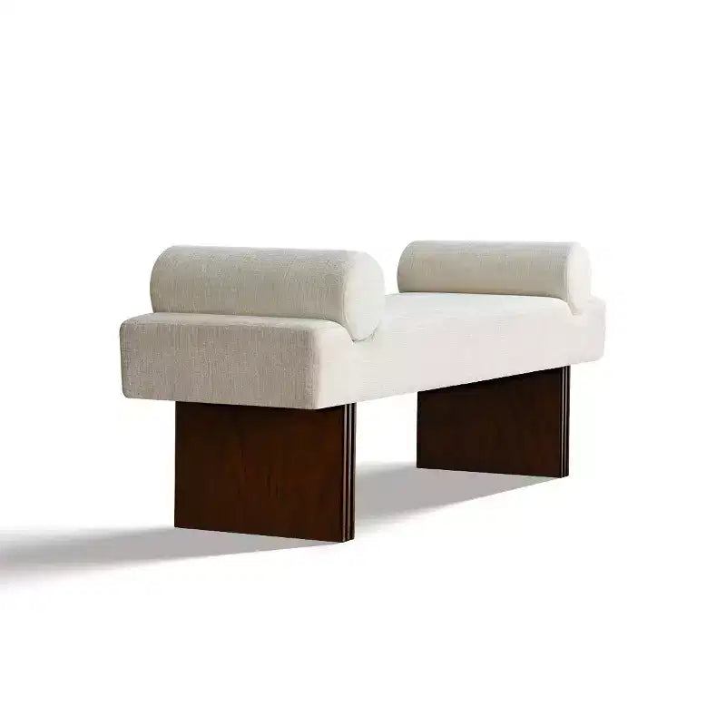 Banc moderne en chenille rembourré de 152 cm avec coussins décoratifs, banc d'entrée avec siège rembourré, banc de bout de lit pour chambre ou salon