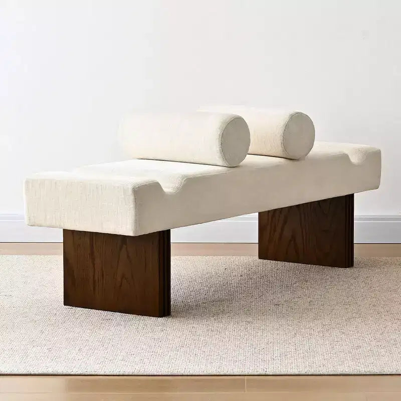 Banc moderne en chenille rembourré de 152 cm avec coussins décoratifs, banc d'entrée avec siège rembourré, banc de bout de lit pour chambre ou salon