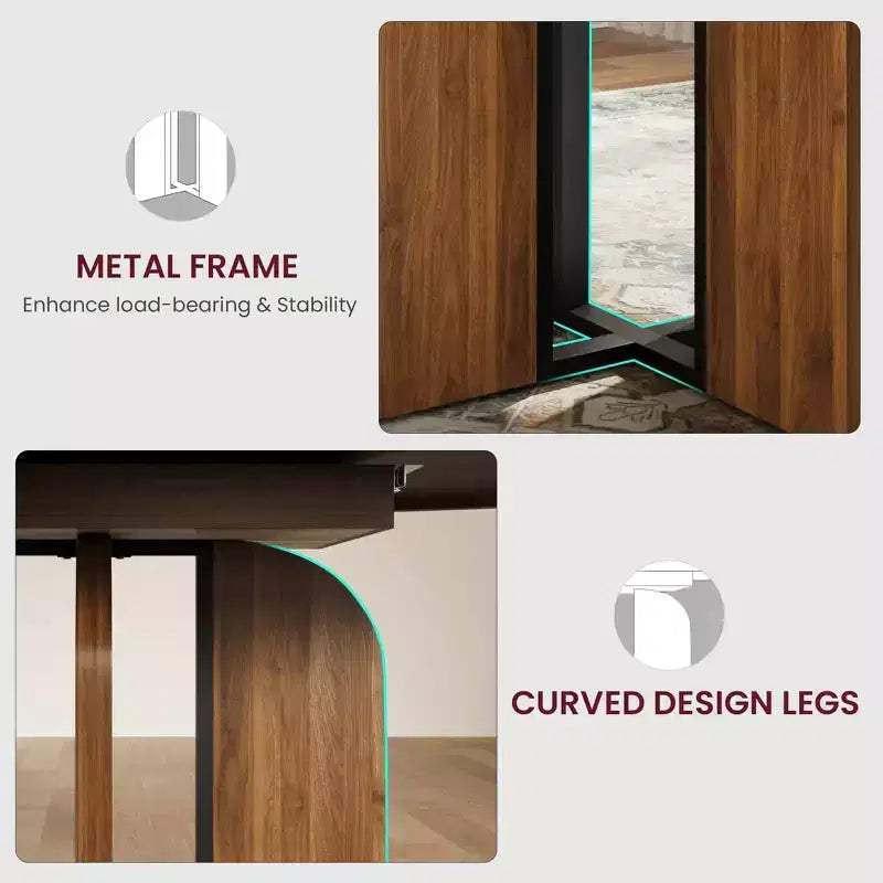 Table à manger ronde extensible 47-63 pouces de style ferme, table de cuisine extensible en bois avec support métallique pour pieds plus larges, idéale pour 4 à 8 personnes dans des appartements compacts