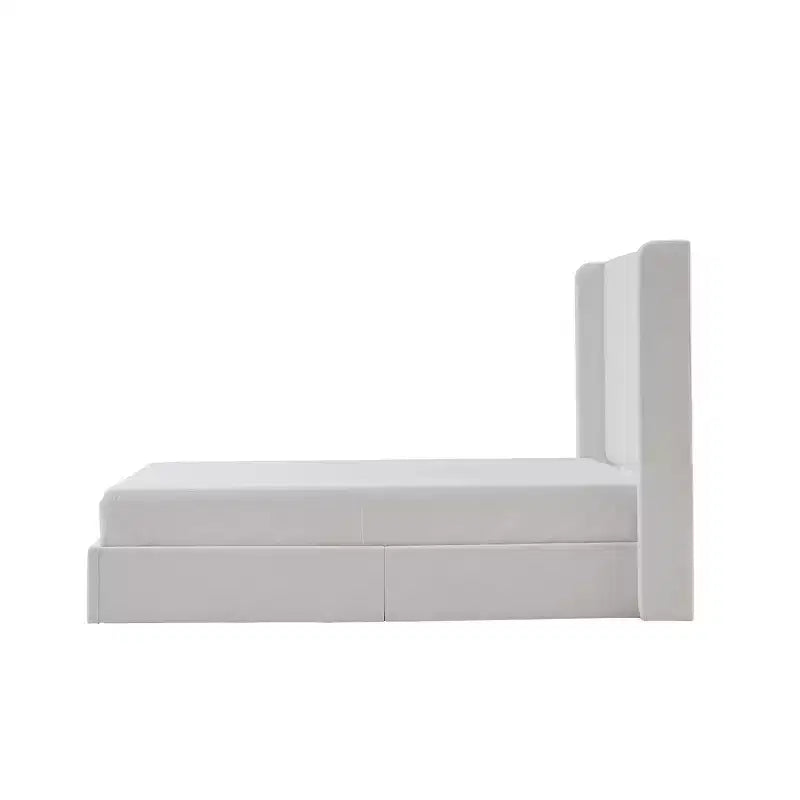 Lit de sol moderne en microsuède de noix de coco avec tête de lit capitonnée à oreilles