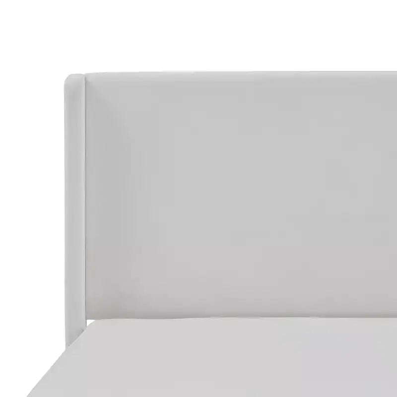 Lit de sol moderne en microsuède de noix de coco avec tête de lit capitonnée à oreilles