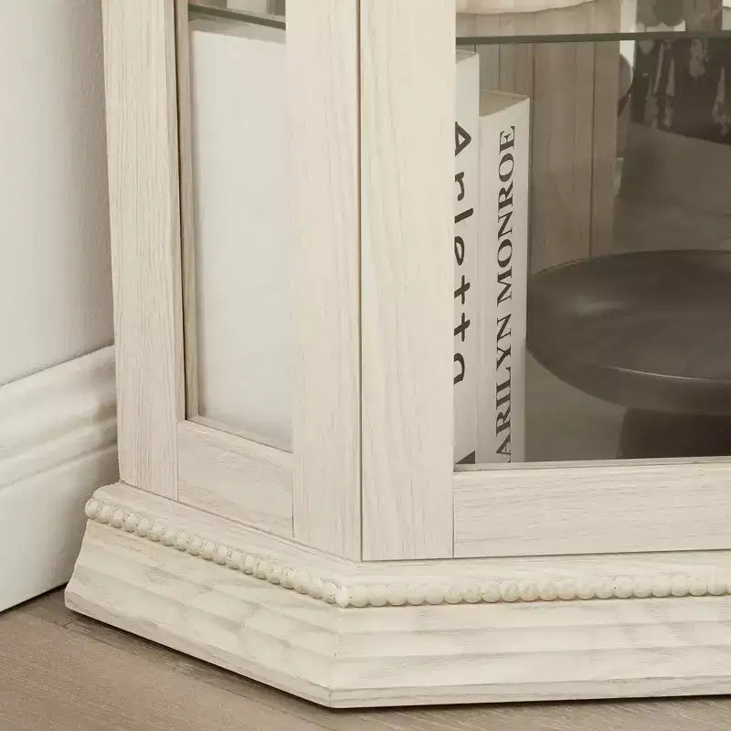 Meuble d'angle de salon MDF+Verre trempé, Étagères réglables, Gain de place