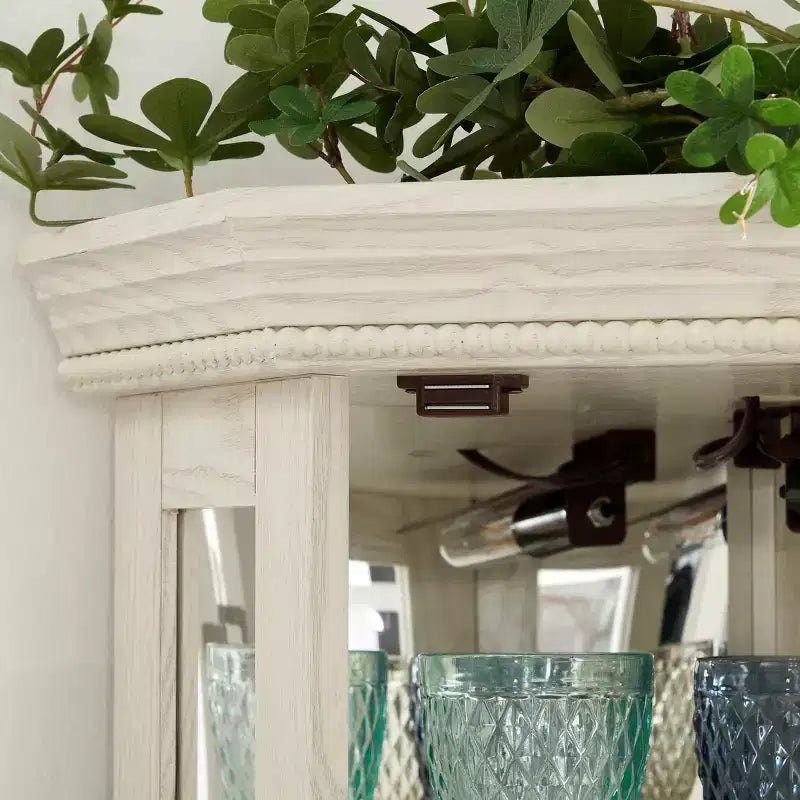 Meuble d'angle de salon MDF+Verre trempé, Étagères réglables, Gain de place