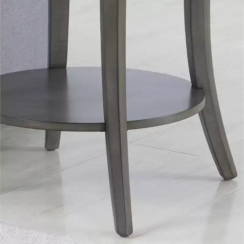 Table d'appoint ronde moderne en bois à 2 niveaux avec étagère inférieure et pieds incurvés