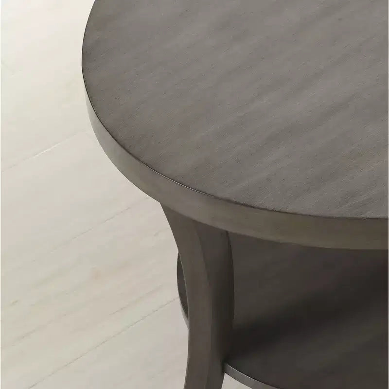 Table d'appoint ronde moderne en bois à 2 niveaux avec étagère inférieure et pieds incurvés