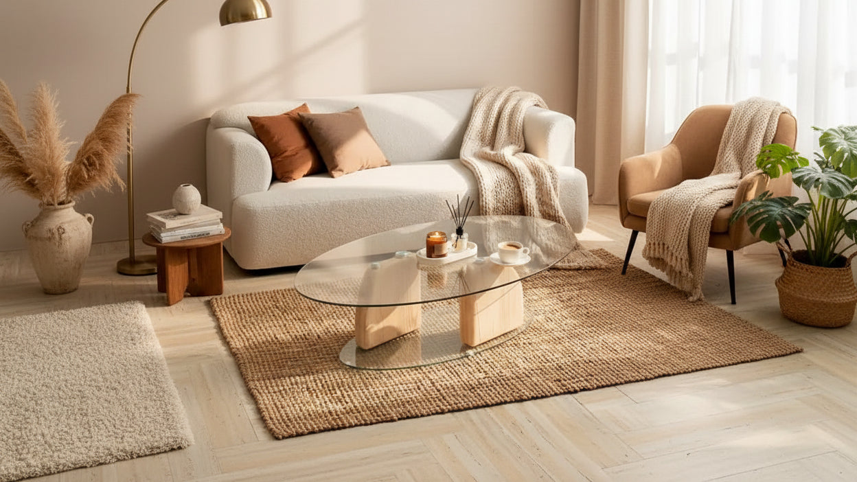 Christopher Knight Home Mahsa Modern Oval Glass and Lightweight Concrete Coffee Table
