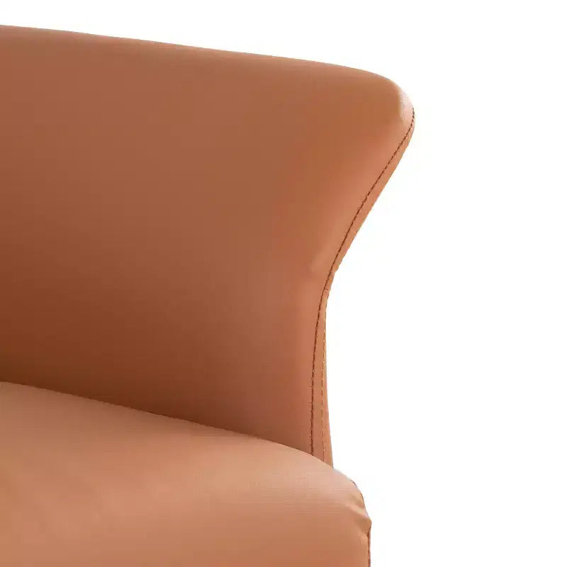Fauteuil Pétale, cadre en métal noir avec revêtement en similicuir couleur camel