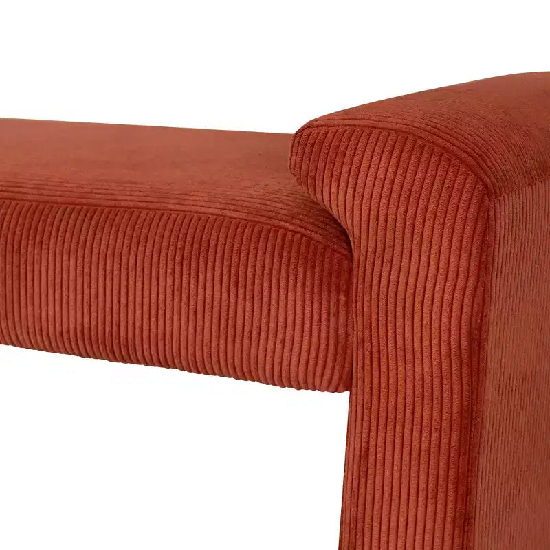 Banc rembourré en velours côtelé rouille