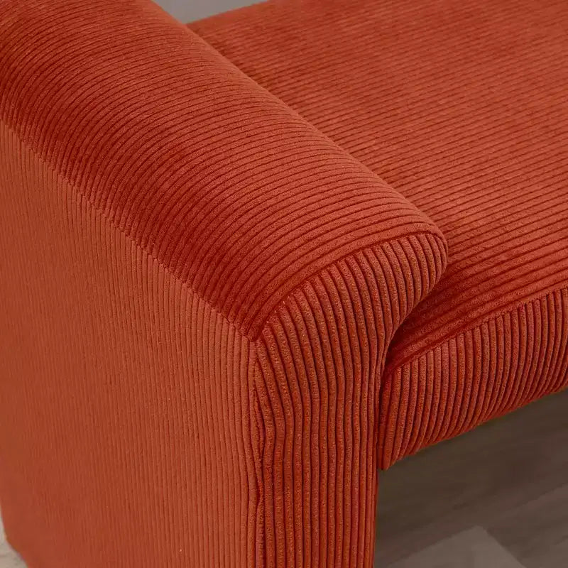 Banc rembourré en velours côtelé rouille
