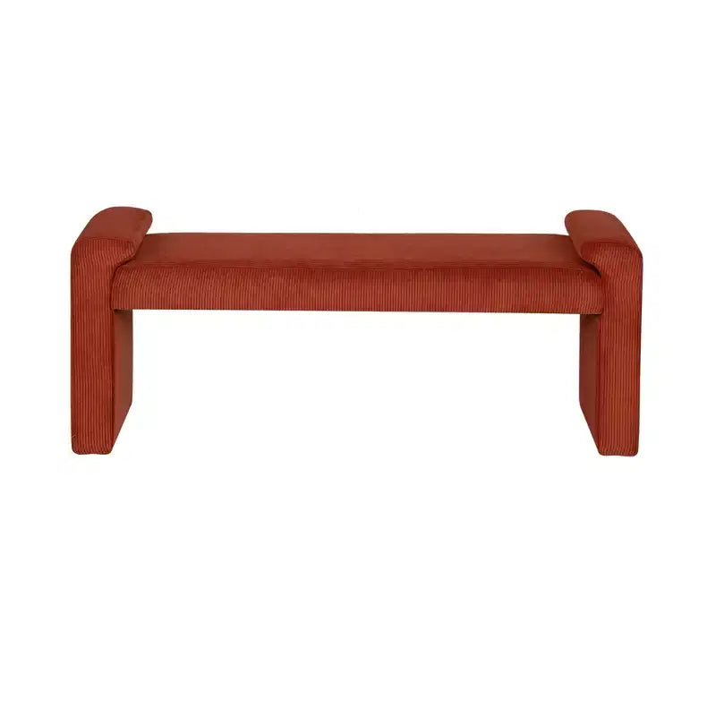 Banc rembourré en velours côtelé rouille