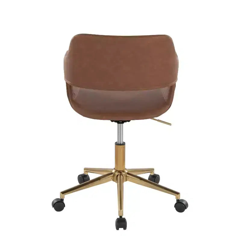 Fauteuil de bureau, similicuir doré/brun avec hauteur réglable et pivotant