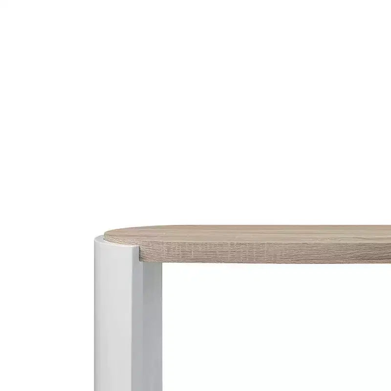 Console, blanc/chêne finition laquée brillante avec étagère ouverte
