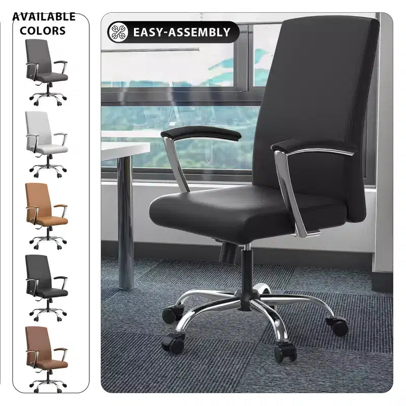 Chaise de bureau moderne en similicuir noir avec base traîneau robuste – Siège ergonomique pour bureau et visiteurs