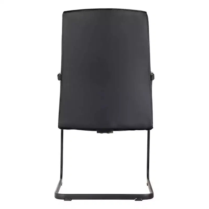 Chaise de bureau moderne en similicuir noir avec base traîneau robuste – Siège ergonomique pour bureau et visiteurs