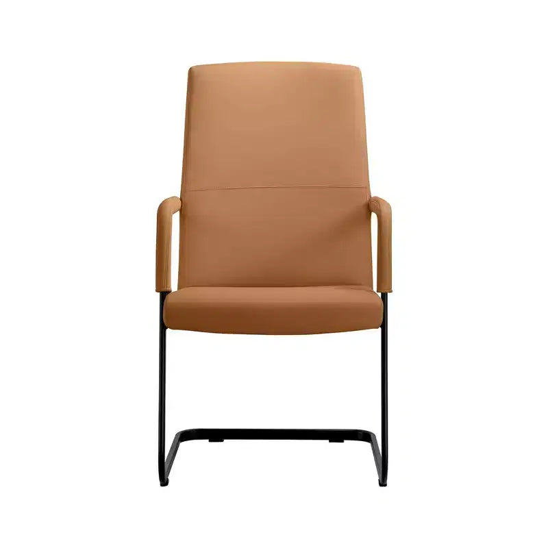 Chaise de bureau moderne en similicuir noir avec base traîneau robuste – Siège ergonomique pour bureau et visiteurs