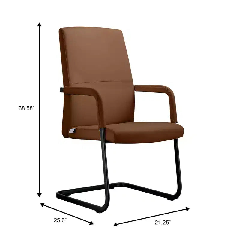 Chaise de bureau moderne en similicuir noir avec base traîneau robuste – Siège ergonomique pour bureau et visiteurs