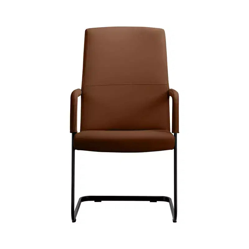 Chaise de bureau moderne en similicuir noir avec base traîneau robuste – Siège ergonomique pour bureau et visiteurs