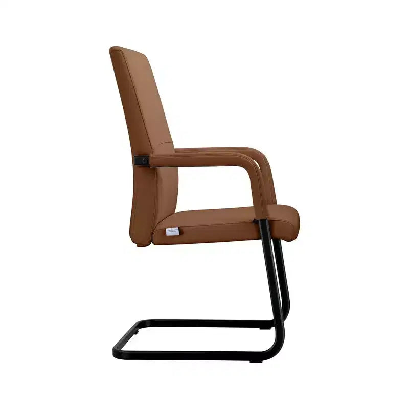 Chaise de bureau moderne en similicuir noir avec base traîneau robuste – Siège ergonomique pour bureau et visiteurs