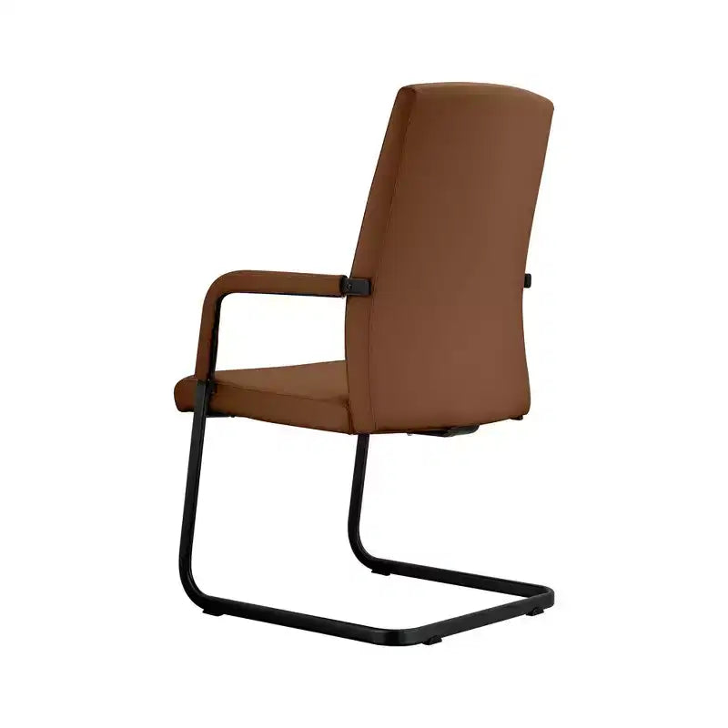 Chaise de bureau moderne en similicuir noir avec base traîneau robuste – Siège ergonomique pour bureau et visiteurs