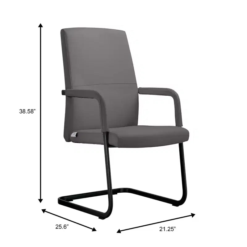 Chaise de bureau moderne en similicuir noir avec base traîneau robuste – Siège ergonomique pour bureau et visiteurs
