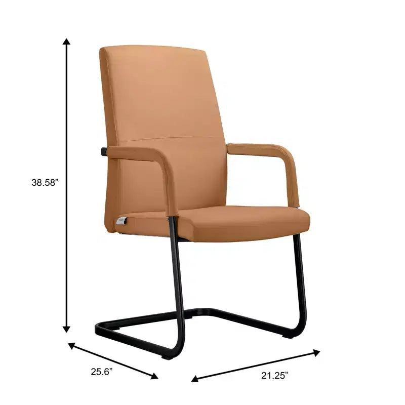 Chaise de bureau moderne en similicuir noir avec base traîneau robuste – Siège ergonomique pour bureau et visiteurs