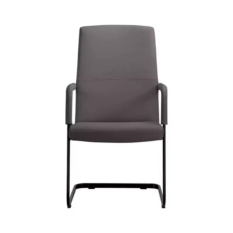 Chaise de bureau moderne en similicuir noir avec base traîneau robuste – Siège ergonomique pour bureau et visiteurs