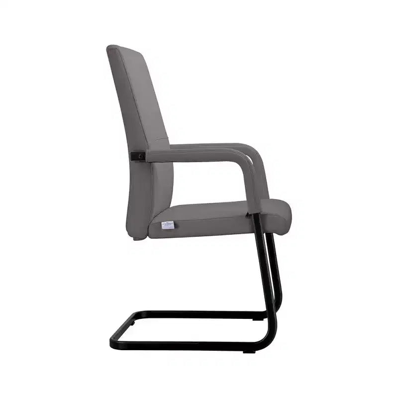 Chaise de bureau moderne en similicuir noir avec base traîneau robuste – Siège ergonomique pour bureau et visiteurs
