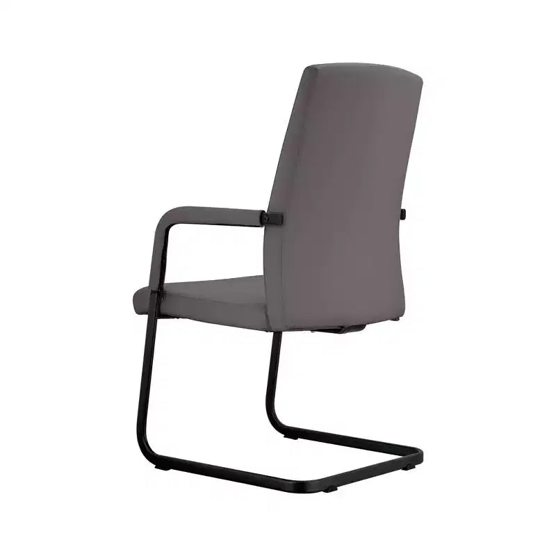 Chaise de bureau moderne en similicuir noir avec base traîneau robuste – Siège ergonomique pour bureau et visiteurs