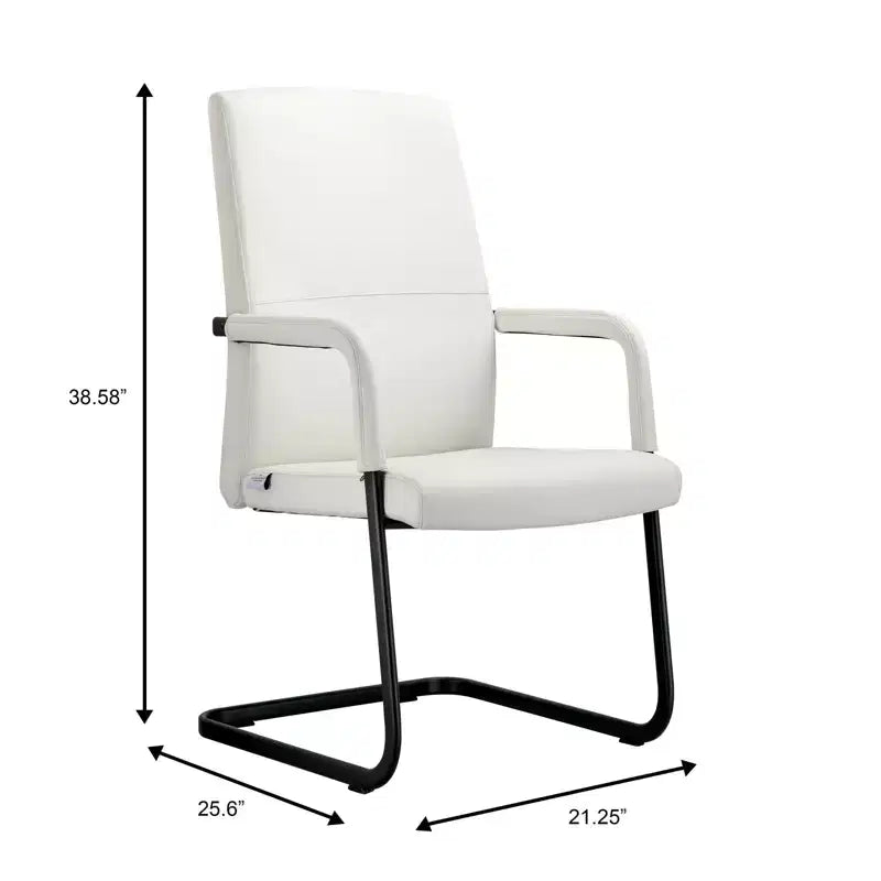 Chaise de bureau moderne en similicuir noir avec base traîneau robuste – Siège ergonomique pour bureau et visiteurs