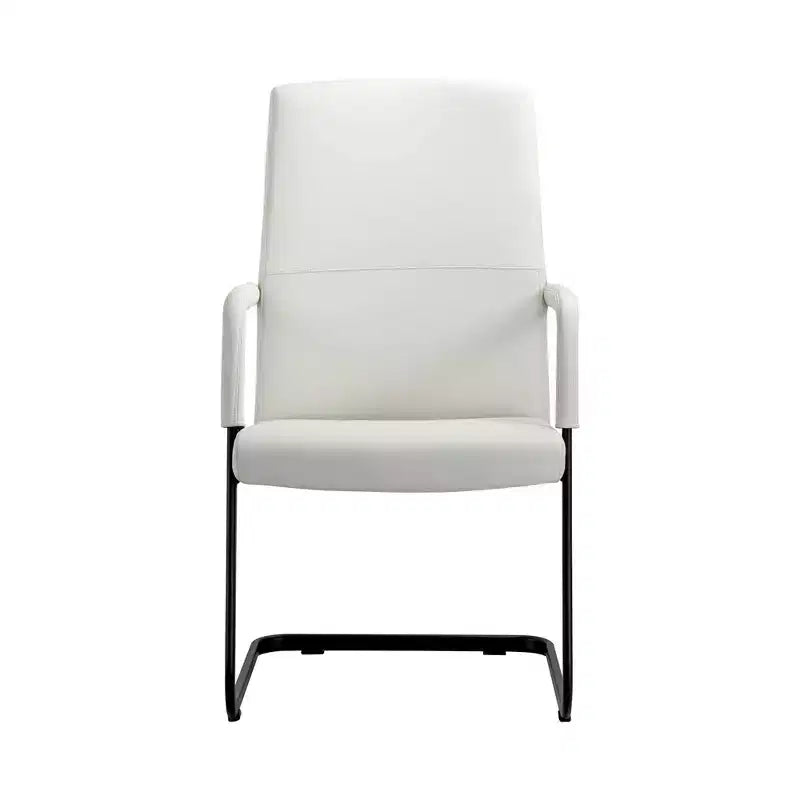 Chaise de bureau moderne en similicuir noir avec base traîneau robuste – Siège ergonomique pour bureau et visiteurs