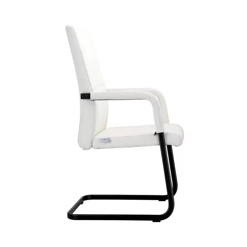 Chaise de bureau moderne en similicuir noir avec base traîneau robuste – Siège ergonomique pour bureau et visiteurs