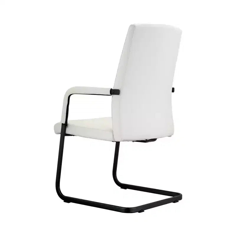 Chaise de bureau moderne en similicuir noir avec base traîneau robuste – Siège ergonomique pour bureau et visiteurs