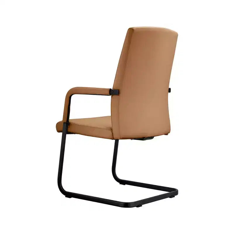 Chaise de bureau moderne en similicuir noir avec base traîneau robuste – Siège ergonomique pour bureau et visiteurs