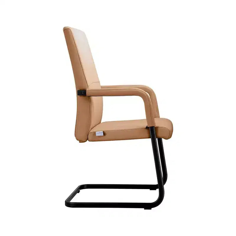 Chaise de bureau moderne en similicuir noir avec base traîneau robuste – Siège ergonomique pour bureau et visiteurs