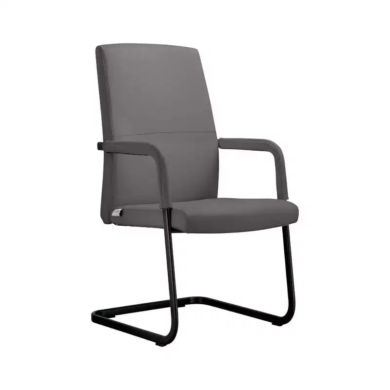 Chaise de bureau moderne en similicuir noir avec base traîneau robuste – Siège ergonomique pour bureau et visiteurs