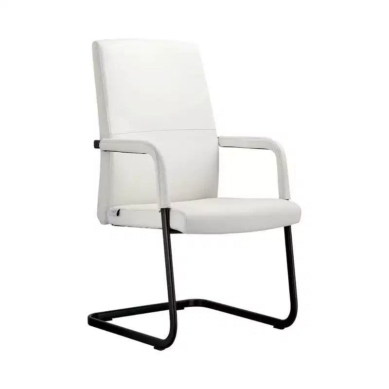 Chaise de bureau moderne en similicuir noir avec base traîneau robuste – Siège ergonomique pour bureau et visiteurs