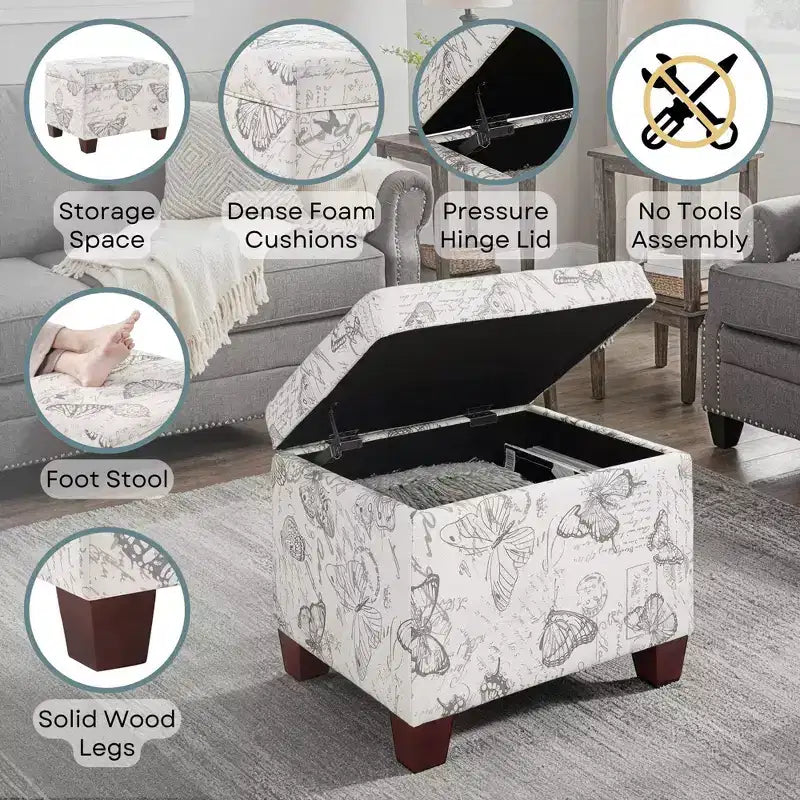 Pouf de rangement avec siège rembourré