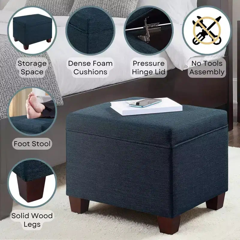 Pouf de rangement avec siège rembourré