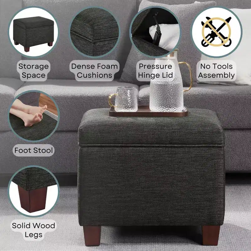 Pouf de rangement avec siège rembourré